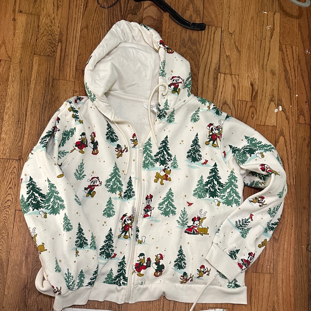 Disney XL Christmas hoodie zip up and sweat pants  - worn once